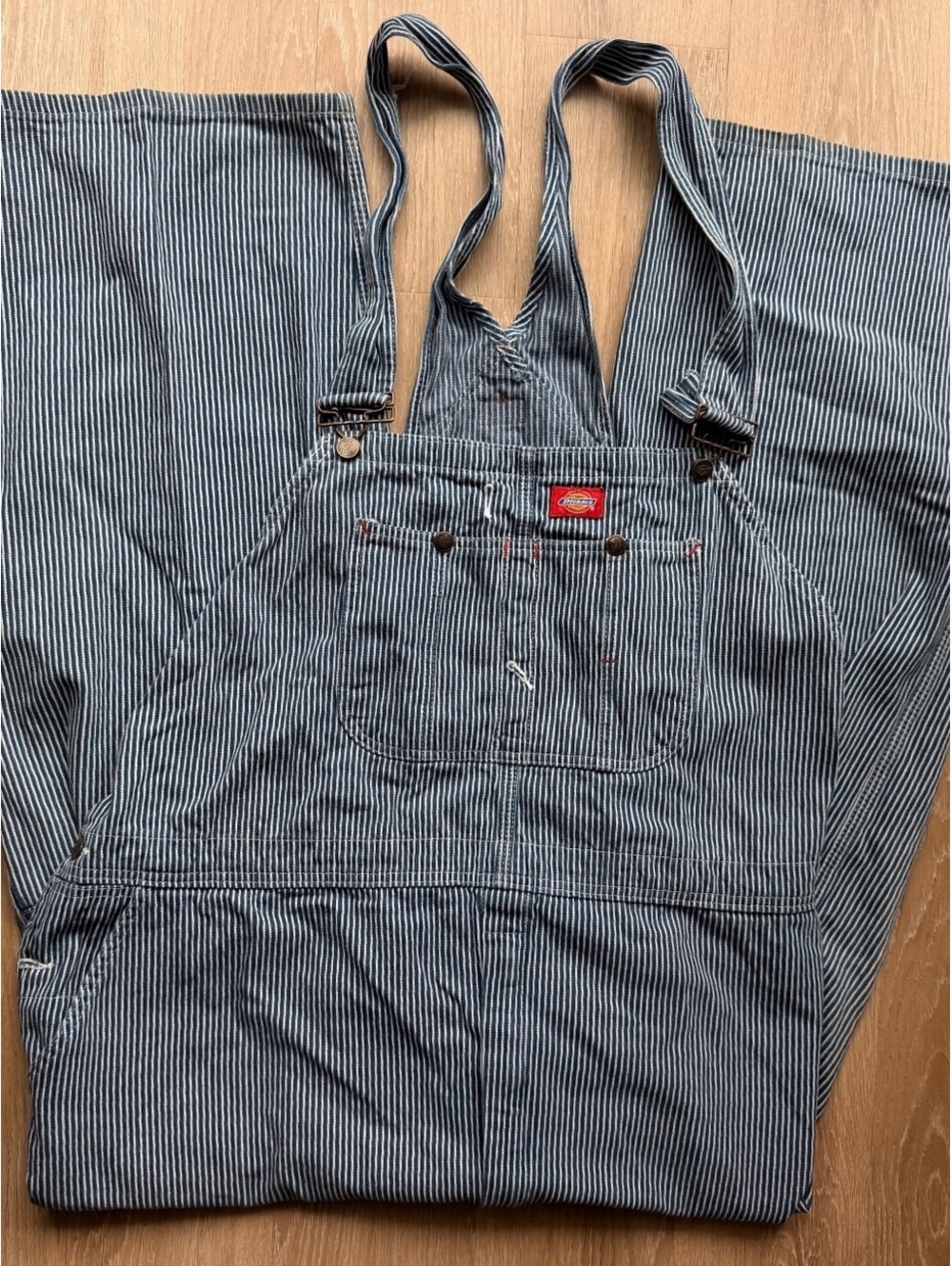 Dickies Men's Pin Striped Denim Bib Overalls Size 54x30